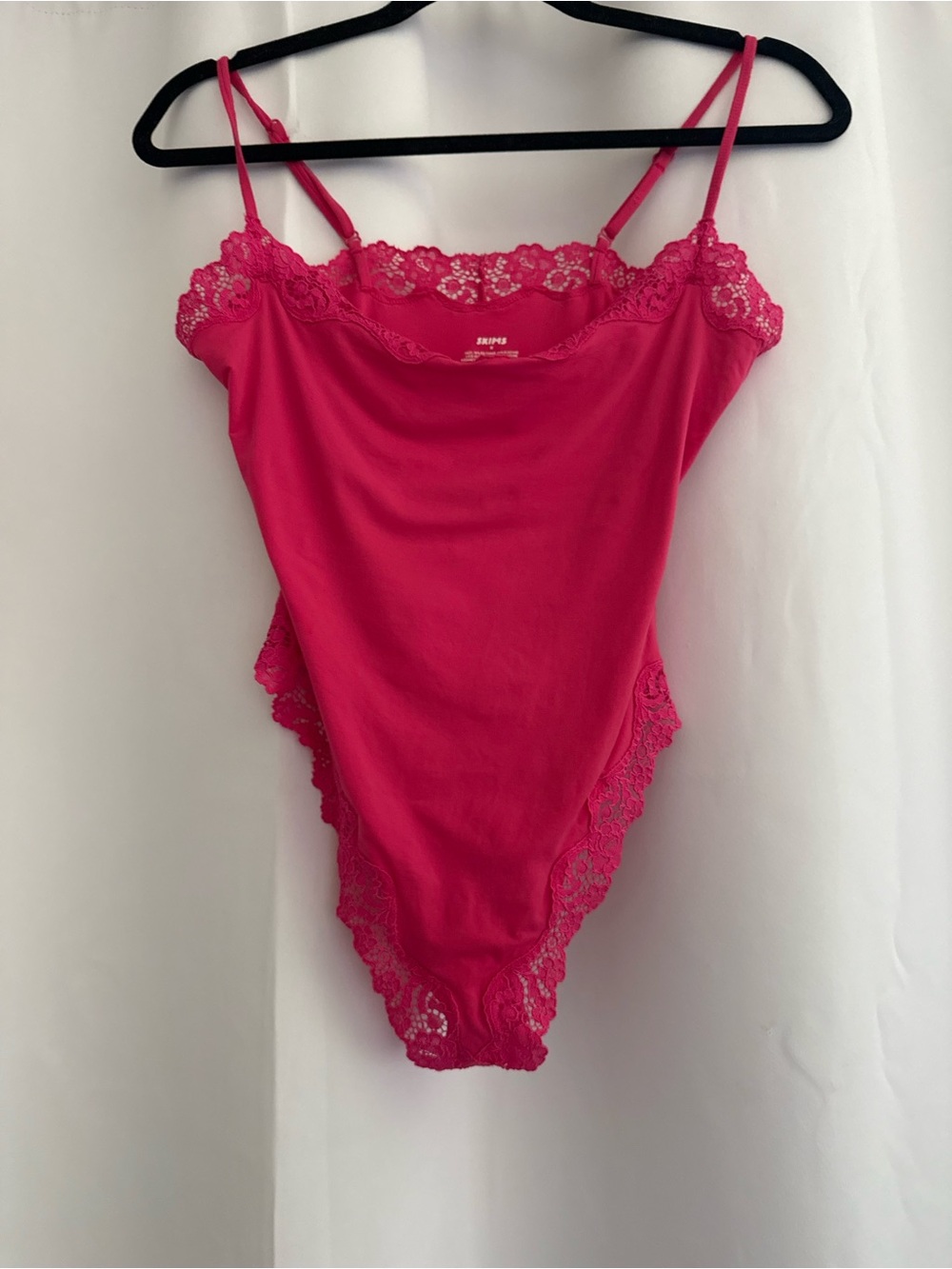 SKIMS Hot Pink Lace-Trim Bodysuit